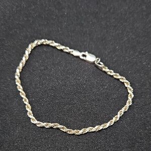 Vintage Silver Silver 925 Rope Chain Bracelet 8"